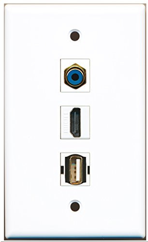 RiteAV - 1 Port HDMI and 1 Port RCA Blue and 1 Port USB A-A Wall Plate