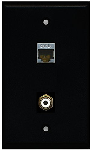 RiteAV - Black 1 Port RCA White 1 Port Cat6a Wall Plate