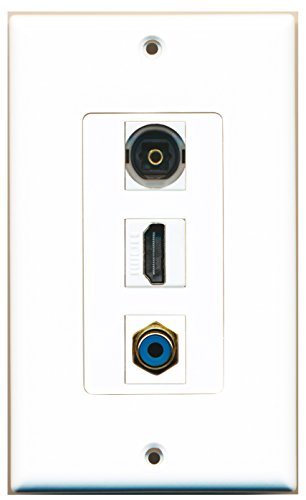 RiteAV - 1 Port HDMI 1 RCA Blue 1 Toslink Wall Plate Decorative