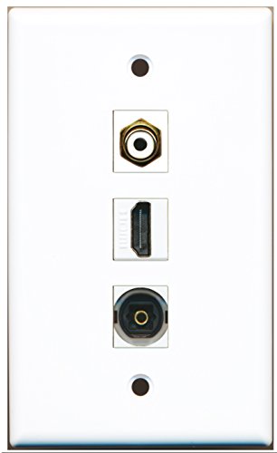 RiteAV - 1 Port HDMI and 1 Port RCA White and 1 Port Toslink Wall Plate