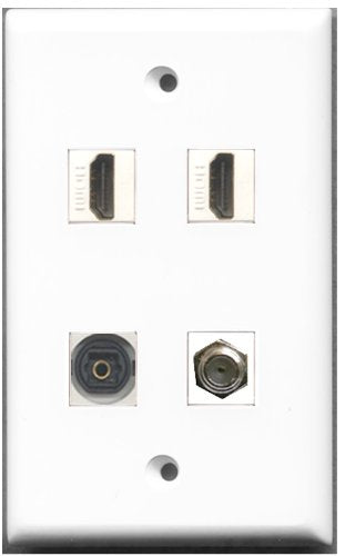 RiteAV - 2 Port HDMI 1 Port Coax Cable TV- F-Type 1 Port Toslink Wall Plate