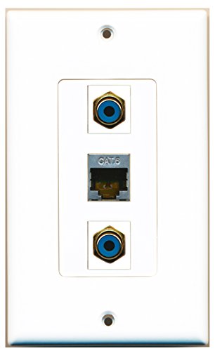 RiteAV - 2 Port RCA Blue and 1 Port Shielded Cat6 Ethernet Decorative Wall Plate Decorative