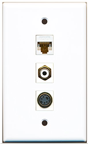 RiteAV - 1 Port RCA White and 1 Port S-Video and 1 Port Cat6 Ethernet White Wall Plate