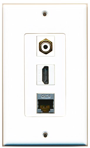 RiteAV - 1 Port HDMI and 1 Port RCA White and 1 Port Shielded Cat6 Ethernet Decorative Wall Plate