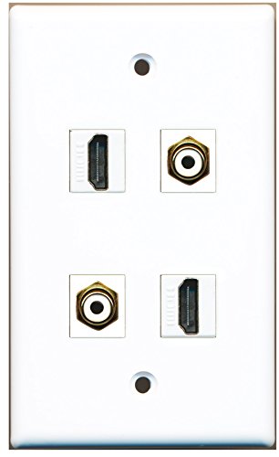 RiteAV - 2 Port HDMI 2 Port RCA White Wall Plate