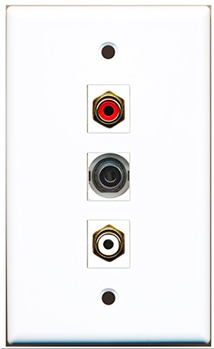 RiteAV - 1 Port RCA Red and 1 Port RCA White and 1 Port 3.5mm Wall Plate