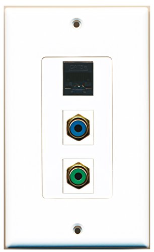 RiteAV - 1 Port RCA Green and 1 Port RCA Blue and 1 Port Cat5e Ethernet Black Decorative Wall Plate Decorative