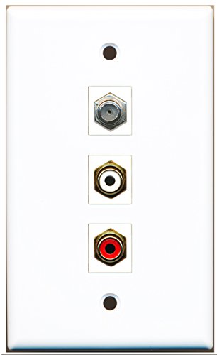 RiteAV - 1 Port RCA Red and 1 Port RCA White and 1 Port Coax Cable TV- F-Type Wall Plate