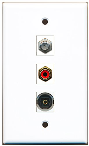 RiteAV - 1 Port RCA Red and 1 Port Coax Cable TV- F-Type and 1 Port Toslink Wall Plate