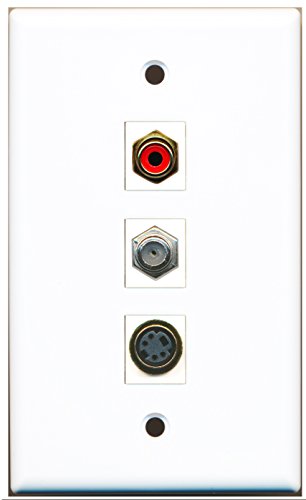 RiteAV - 1 Port RCA Red and 1 Port Coax Cable TV- F-Type and 1 Port S-Video Wall Plate