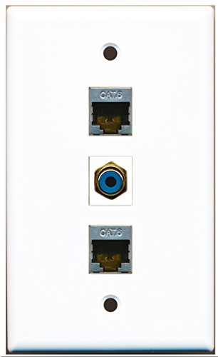 RiteAV - 1 Port RCA Blue 2 Port Shielded Cat6 Ethernet Wall Plate