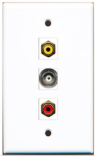 RiteAV - 1 Port RCA Red and 1 Port RCA Yellow and 1 Port BNC Wall Plate