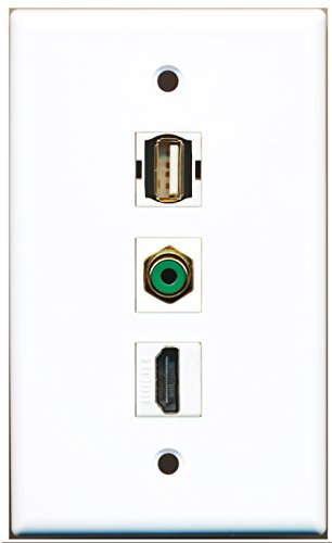 RiteAV - 1 Port HDMI and 1 Port RCA Green and 1 Port USB A-A Wall Plate