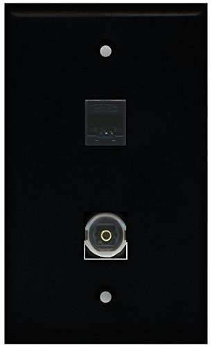 RiteAV - Black 1 Port Toslink 1 Port Cat5e Ethernet Black Wall Plate