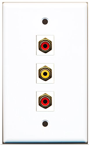 RiteAV - 2 Port RCA Red and 1 Port RCA Yellow Wall Plate
