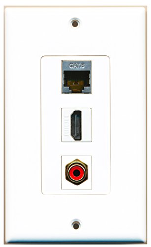 RiteAV - 1 Port HDMI 1 RCA Red 1 Shielded Cat6 Ethernet Wall Plate Decorative