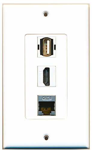 RiteAV - 1 Port HDMI and 1 Port USB A-A and 1 Port Shielded Cat6 Ethernet Decorative Wall Plate