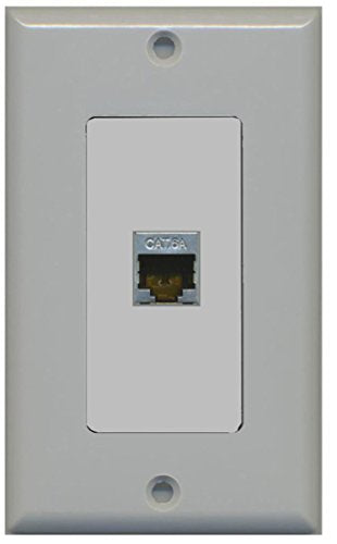 RiteAV CAT 6A 1 Port Shielded Cat6a Wall Plate 1 Gang Decorative - Gray