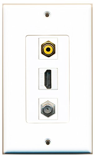 RiteAV - 1 Port HDMI and 1 Port RCA Yellow and 1 Port Coax Cable TV- F-Type Decorative Wall Plate