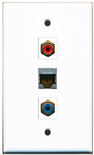 RiteAV - 1 Port RCA Red and 1 Port RCA Blue and 1 Port Shielded Cat6 Ethernet Wall Plate