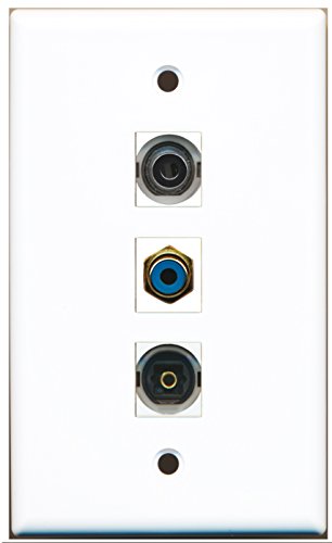 RiteAV - 1 Port RCA Blue and 1 Port Toslink and 1 Port 3.5mm Wall Plate