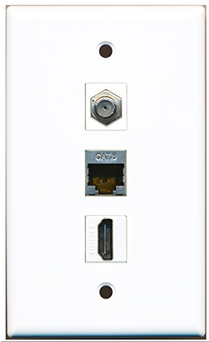 RiteAV - 1 Port HDMI and 1 Port Coax Cable TV- F-Type and 1 Port Shielded Cat6 Ethernet Wall Plate