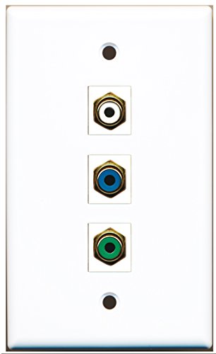 RiteAV - 1 Port RCA White and 1 Port RCA Green and 1 Port RCA Blue Wall Plate