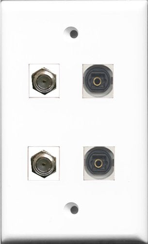 RiteAV - 2 Port Coax Cable TV- F-Type 2 Port Toslink Wall Plate