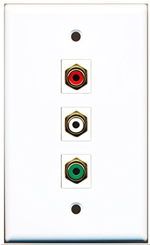 RiteAV - 1 Port RCA Red and 1 Port RCA White and 1 Port RCA Green Wall Plate