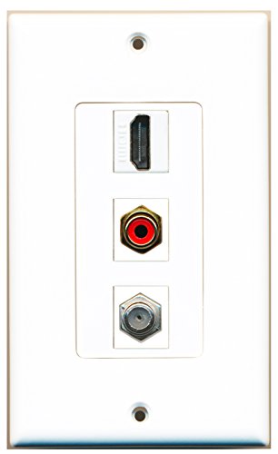 RiteAV - 1 Port HDMI and 1 Port RCA Red and 1 Port Coax Cable TV- F-Type Decorative Wall Plate Decorative