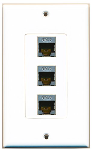 RiteAV - 3 Port Shielded Cat6 Ethernet Decorative Wall Plate Decorative