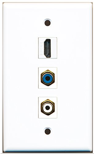 RiteAV - 1 Port HDMI and 1 Port RCA White and 1 Port RCA Blue Wall Plate