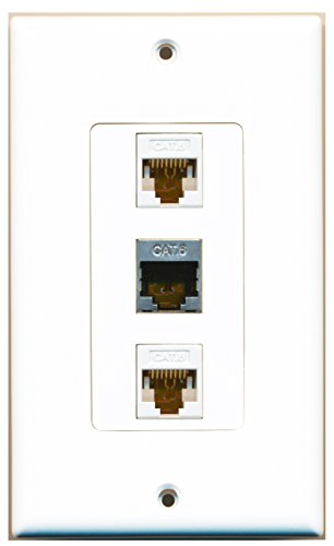 RiteAV - 1 Port Shielded Cat6 Ethernet 2 Port Cat6 Ethernet White Decorative Wall Plate Decorative