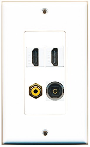 RiteAV - 2 Port HDMI 1 Port RCA Yellow 1 Port Toslink Wall Plate Decorative