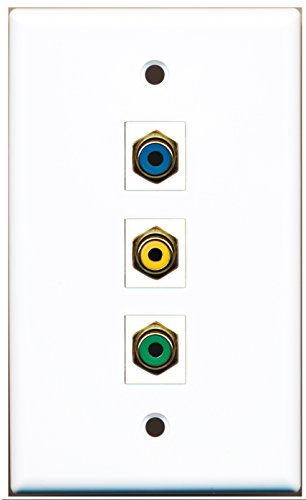 RiteAV - 1 Port RCA Yellow and 1 Port RCA Green and 1 Port RCA Blue Wall Plate