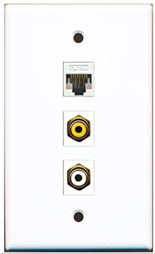 RiteAV - 1 Port RCA White and 1 Port RCA Yellow and 1 Port Cat5e Ethernet White Wall Plate