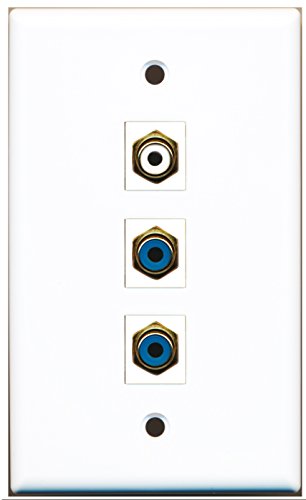 RiteAV - 1 Port RCA White 2 Port RCA Blue Wall Plate