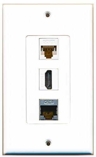 RiteAV - 1 Port HDMI and 1 Port Shielded Cat6 Ethernet and 1 Port Cat6 Ethernet White Decorative Wall Plate