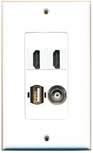 RiteAV - 2 Port HDMI 1 Port USB A-A 1 Port BNC Wall Plate Decorative
