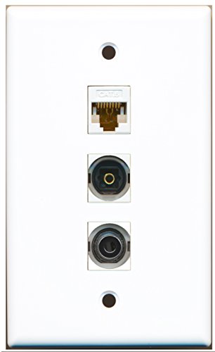 RiteAV - 1 Port Toslink and 1 Port 3.5mm and 1 Port Cat6 Ethernet White Wall Plate