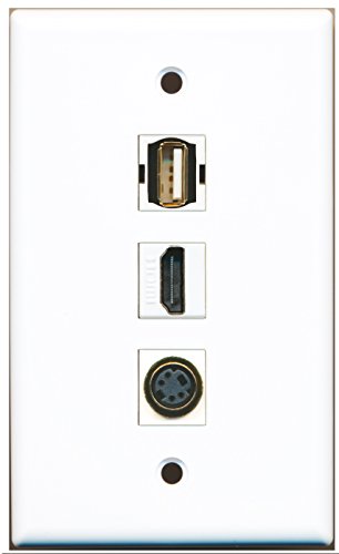 RiteAV - 1 Port HDMI and 1 Port USB A-A and 1 Port S-Video Wall Plate