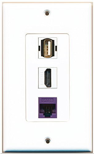 RiteAV - 1 Port HDMI 1 USB A-A 1 Cat5e Ethernet Purple Wall Plate Decorative