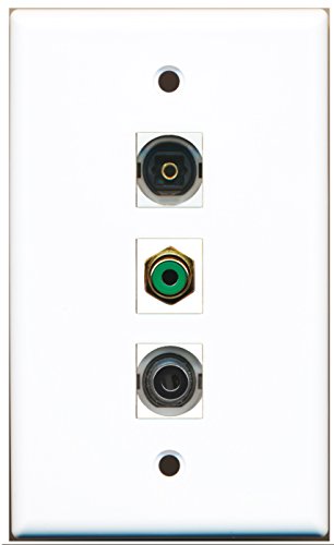 RiteAV - 1 Port RCA Green and 1 Port Toslink and 1 Port 3.5mm Wall Plate