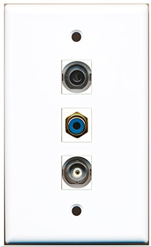 RiteAV - 1 Port RCA Blue and 1 Port 3.5mm and 1 Port BNC Wall Plate