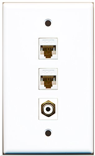 RiteAV - 1 Port RCA White 2 Port Cat6 Ethernet White Wall Plate