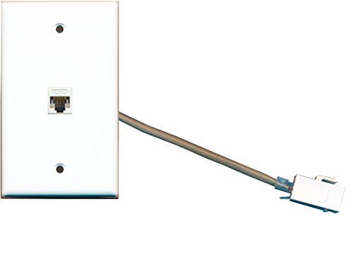 RiteAV - Single Gang Cat5e Rj45 Ethernet Wall Plate White with (RJ45 Female Pigtail)