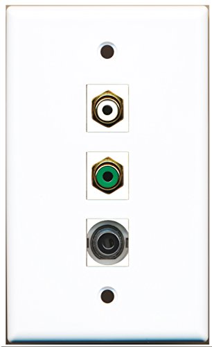 RiteAV - 1 Port RCA White and 1 Port RCA Green and 1 Port 3.5mm Wall Plate