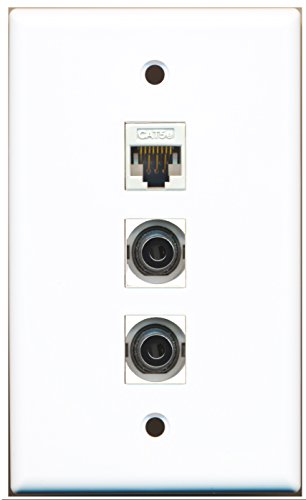 RiteAV - 2 Port 3.5mm and 1 Port Cat5e Ethernet White Wall Plate