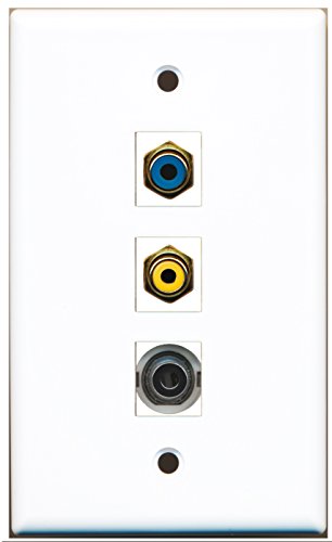 RiteAV - 1 Port RCA Yellow and 1 Port RCA Blue and 1 Port 3.5mm Wall Plate