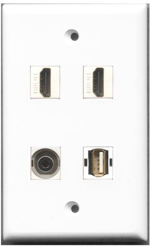 RiteAV - 2 Port HDMI 1 Port USB A-A 1 Port 3.5mm Wall Plate